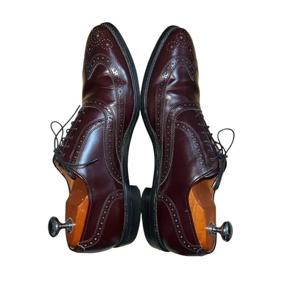 Allen Edmonds Lloyd Wingtip Oxford Mens 12 Burgundy Leather Brogue Dress Shoes